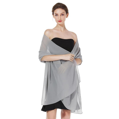Chiffon Stola Damen Festlich Silbergrau - Elegante Schultertuch