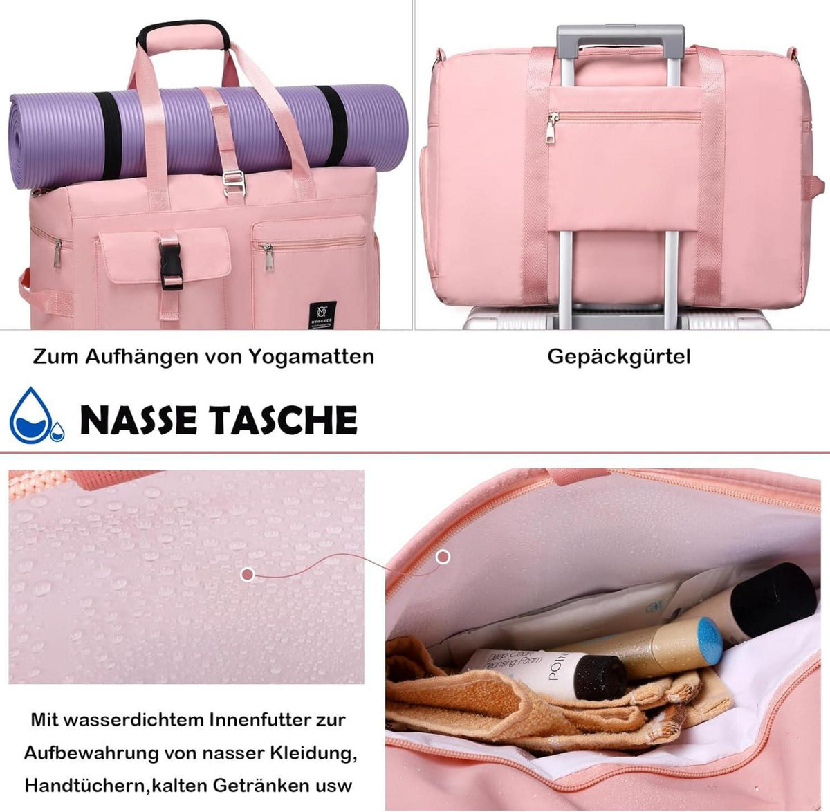 Sporttasche Damen Weekender Reisetasche Gym Duffel Bag Fitness Yoga