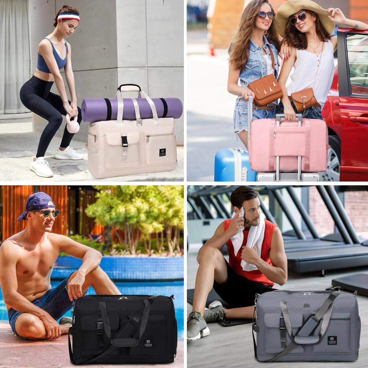 Sporttasche Damen Weekender Handgepäck Reisetasche Fitnesstasche Yoga Schwimmtasche