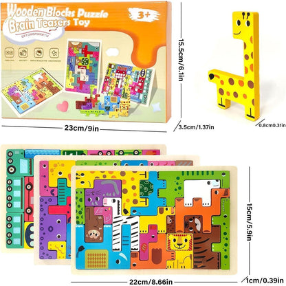 Holzpuzzle 3 Stück Tangram für Kinder ab 2 Jahren