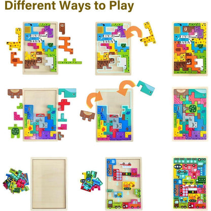 Holzpuzzle 3 Stück Tangram für Kinder ab 2 Jahren