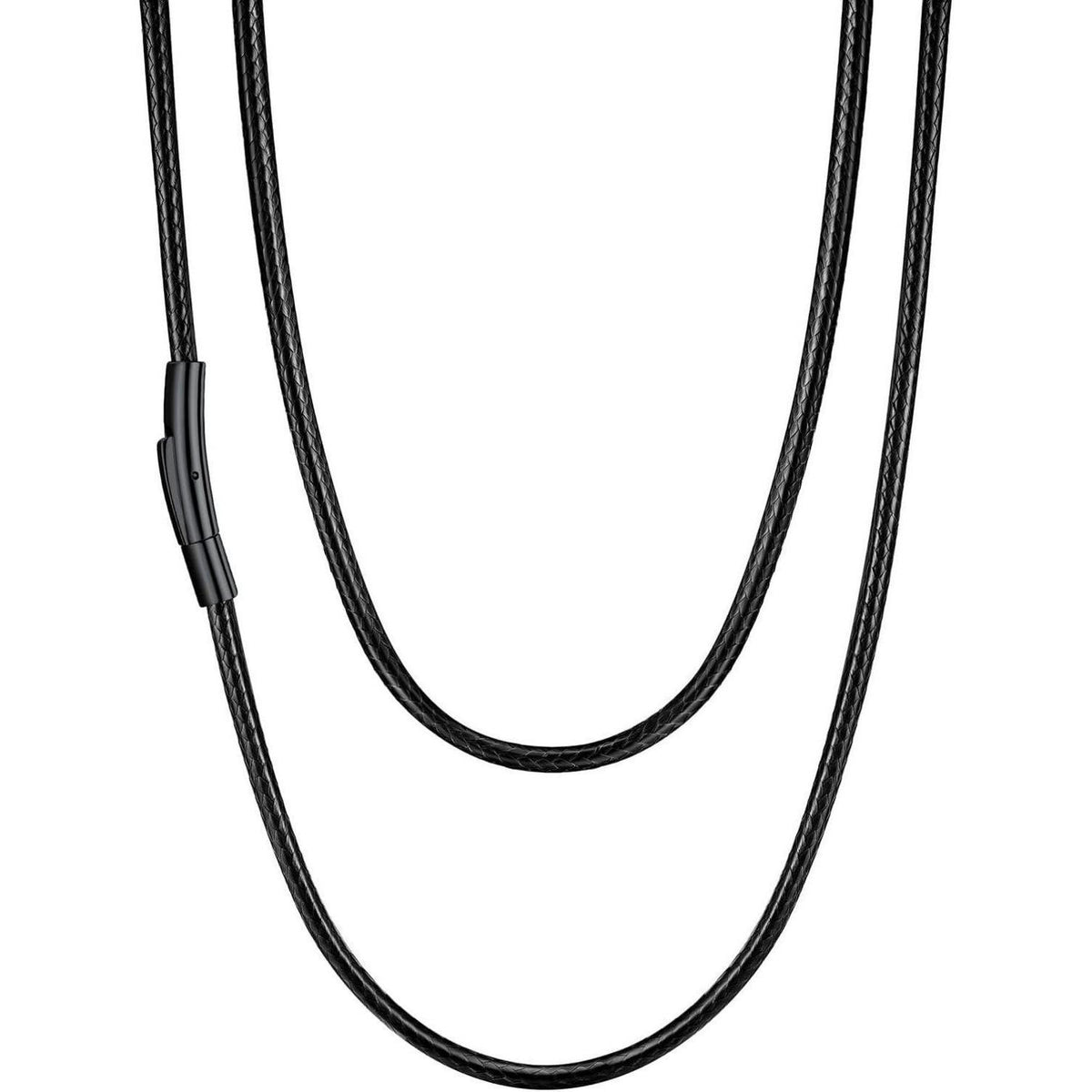 Geflochtene Wachskette mit Edelstahlverschluss 3mm 41cm Schwarz