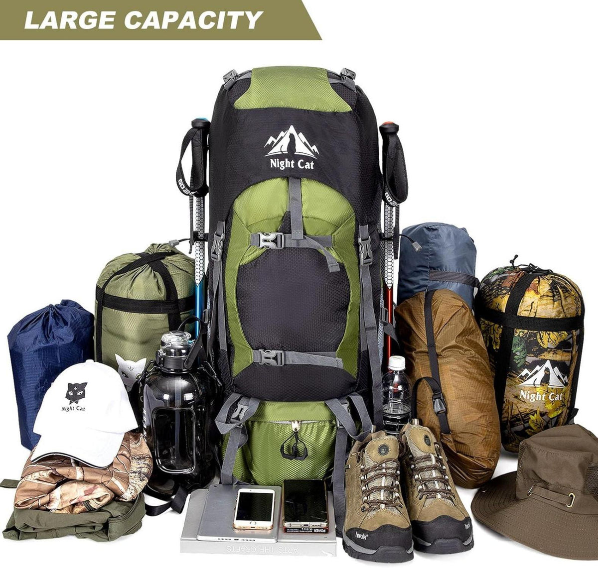 Night Cat 90L Trekkingrucksack für Herren und Damen Blueberry