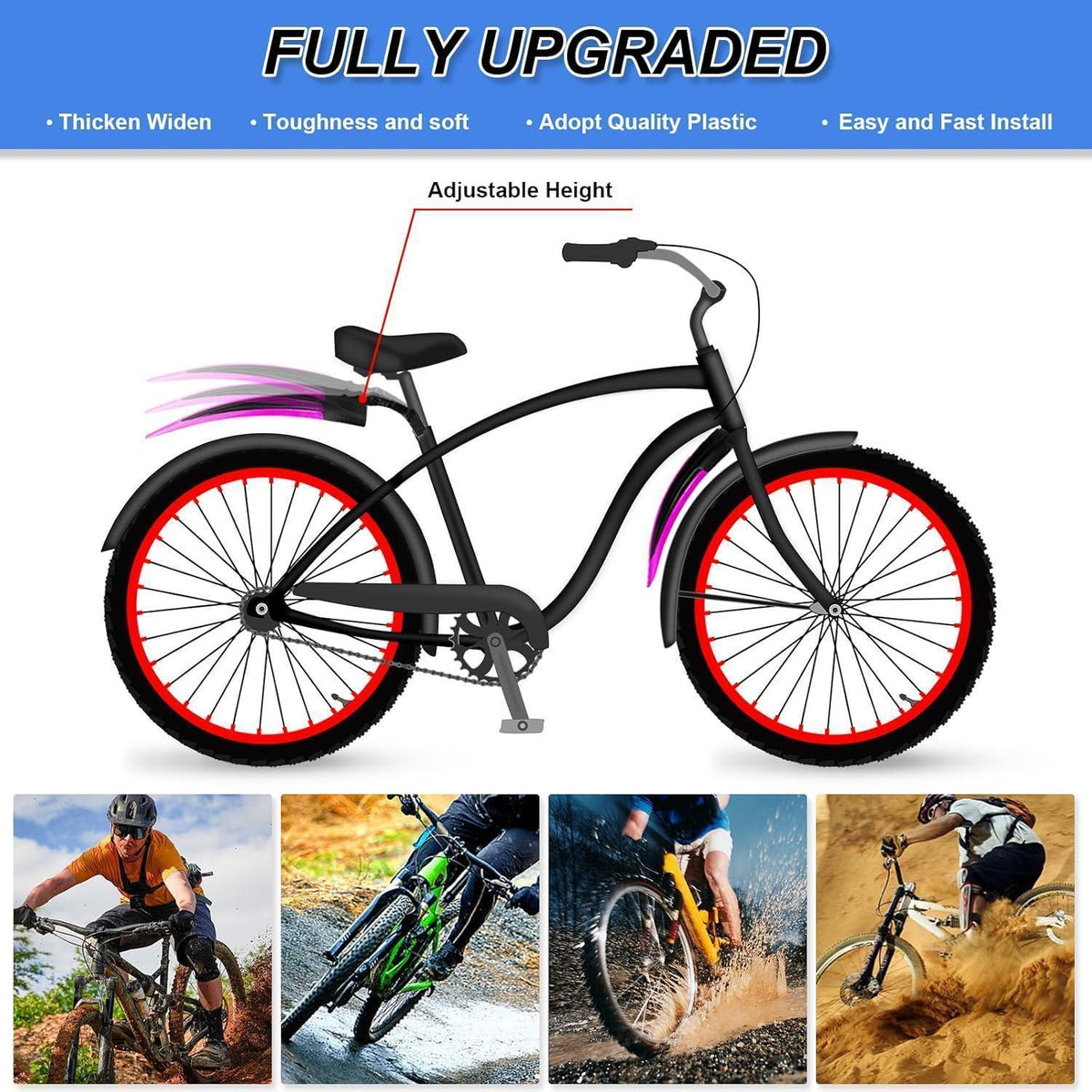 Verstellbares Fahrrad Schutzblech Set 20-26 Zoll