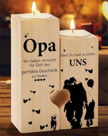 Herzform Kerzenständer Opa Geschenk Spruch Geburtstag Weihnachten