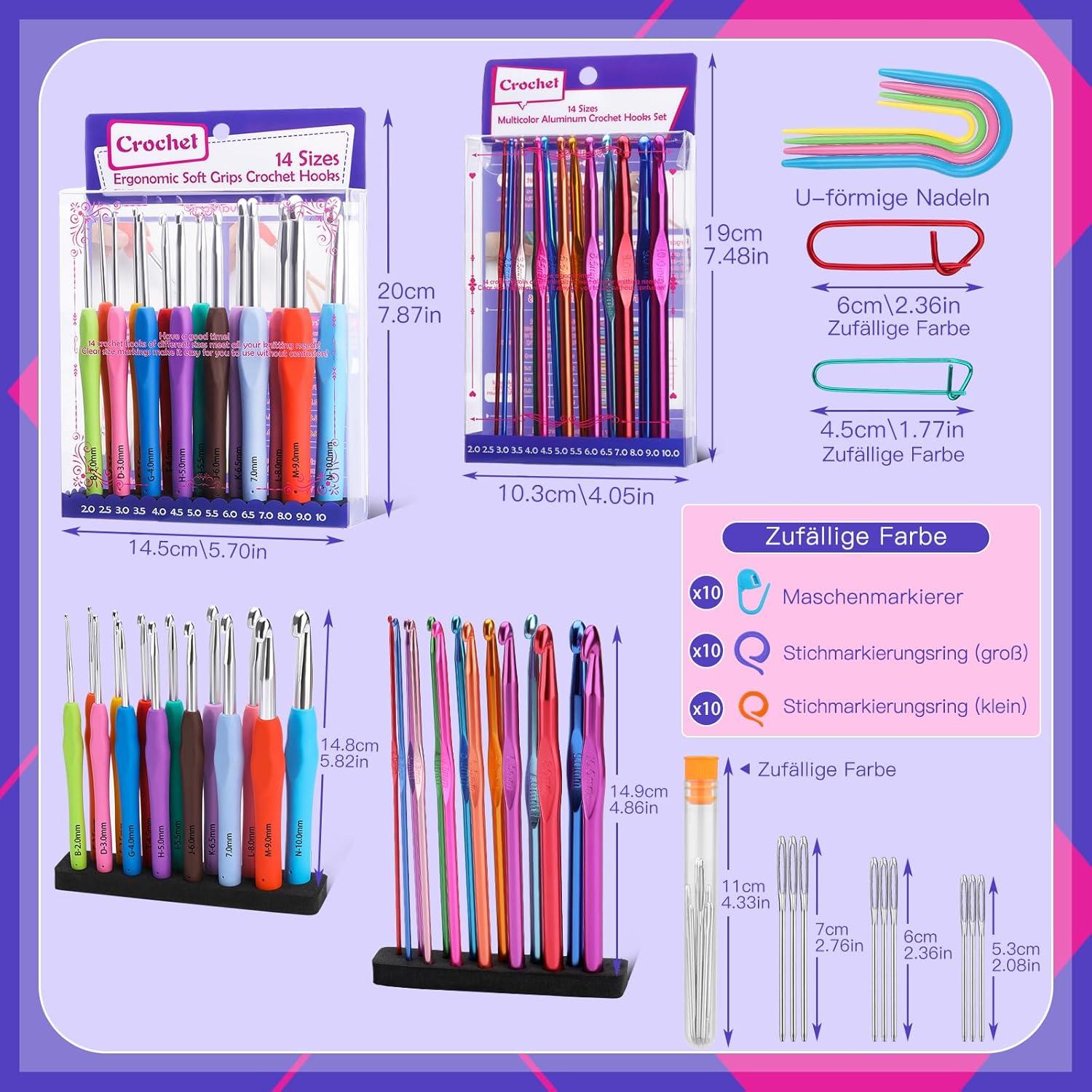 Ergonomisches Häkelnadel-Set 76-teilig für Anfänger