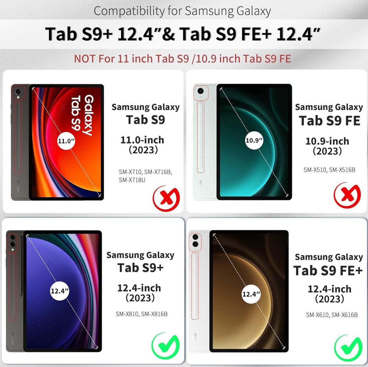 Samsung Galaxy Tab S9 FE+ Plus Hülle 12,4 Zoll 2023 Dünn PU