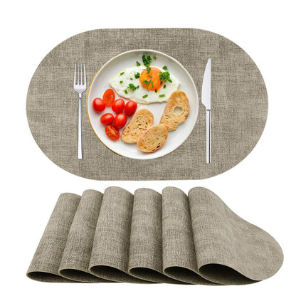 Oval Tischset 6er Set Beige – Abwaschbar & Hitzebeständig