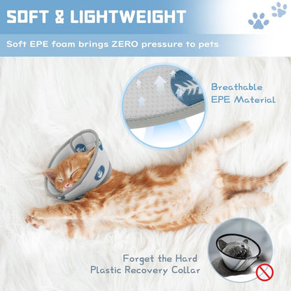 Verstellbare Katzenhalskrause für Welpen und Katzen, Grau, M