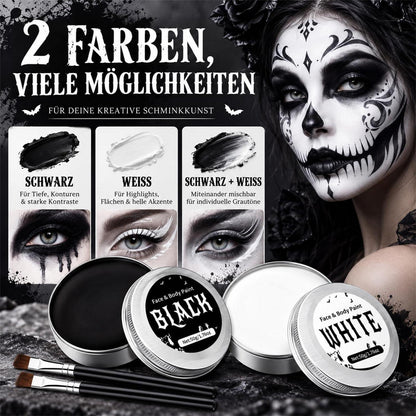 Halloween Schminke Set Schwarz Weiß für Gesicht und Körper