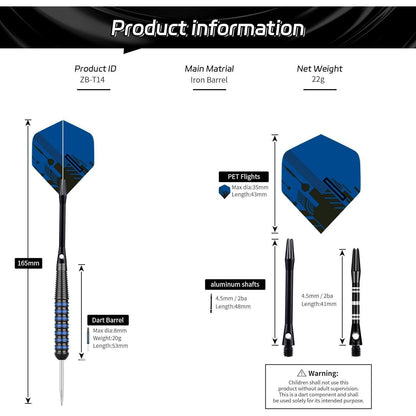 CyeeLife Profi Dartpfeile 22g Metallspitze 12 Stück Steel