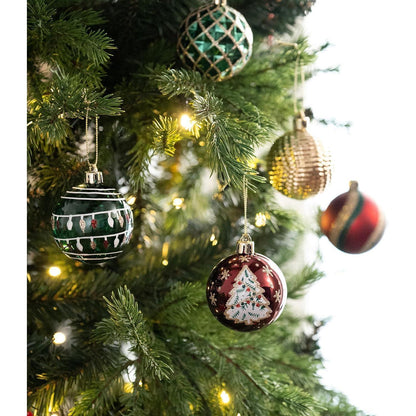 Weihnachtskugeln 16er Set 6cm Rot Grün Gold Bruchfest mit Aufhänger