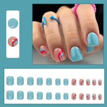 24 Stück Acryl Nägel Eckig Kurz, French Tips Welligkeit