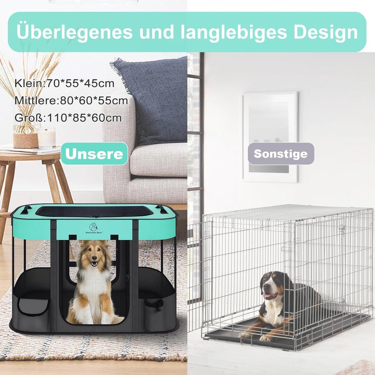Welpenauslauf Hundebox faltbar Wasserdicht Tierlaufstall abnehmbar