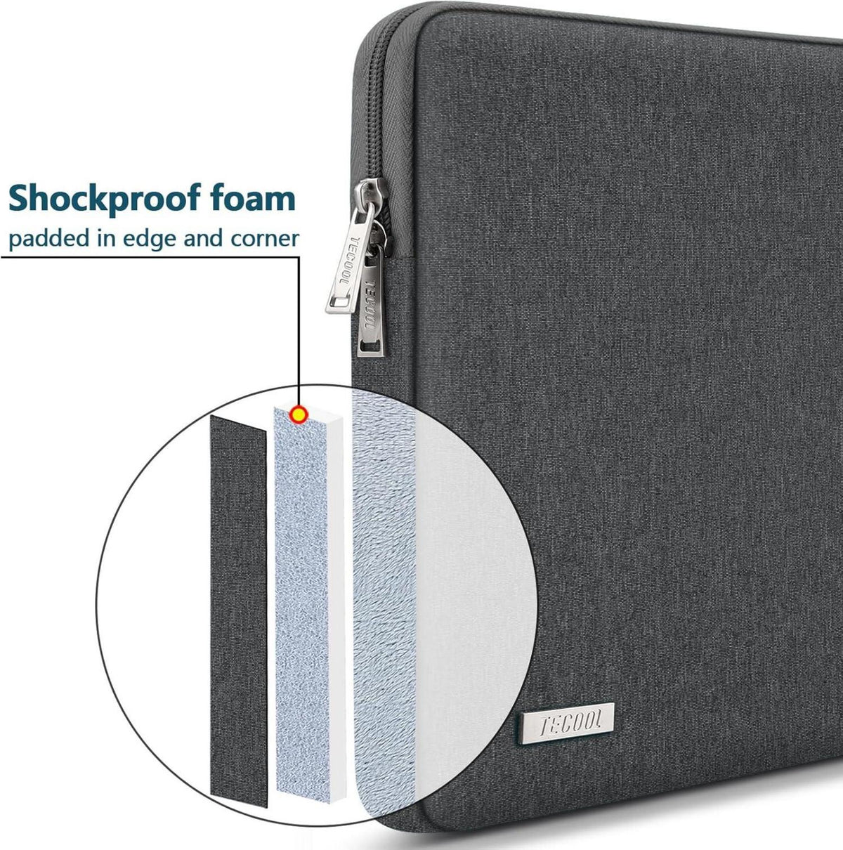 TECOOL 13,3 Zoll Laptop Tasche MacBook Pro Air Stoßfeste Schutzhülle Space Grau