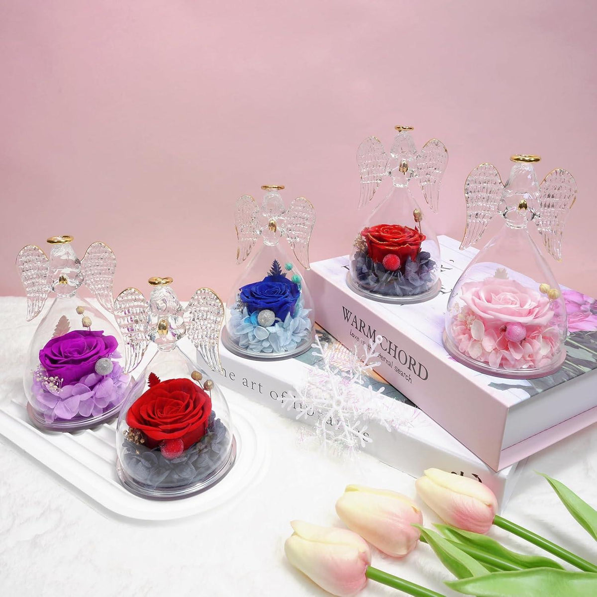 Handgefertigte Ewige Rose Engel Figur Muttertag Geschenk