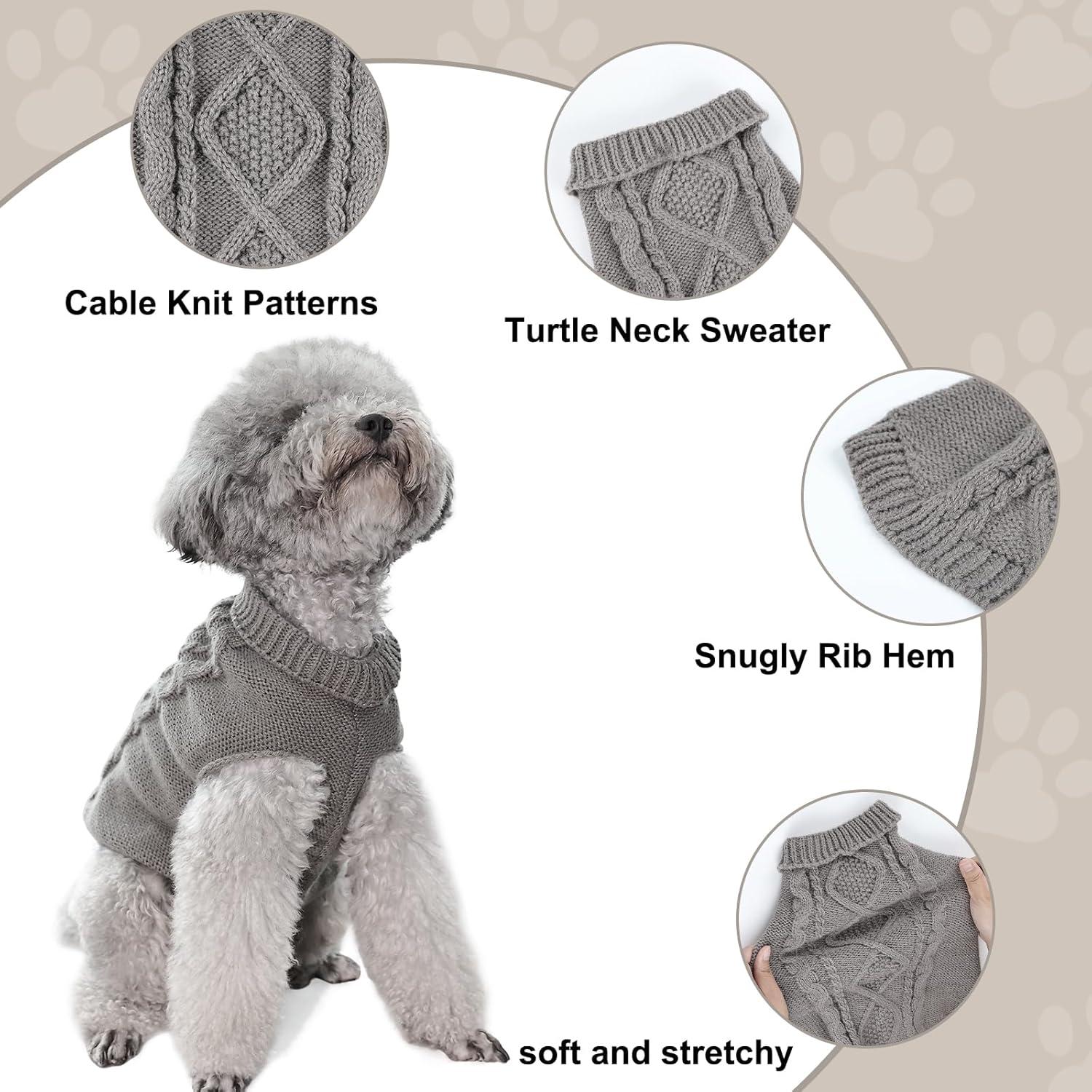 FWLWTWSS Hundepullover Winter Rollkragen Strickpullover Small