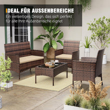 Moderne Polyrattan Sofa Garnitur 4-teilig für Balkon