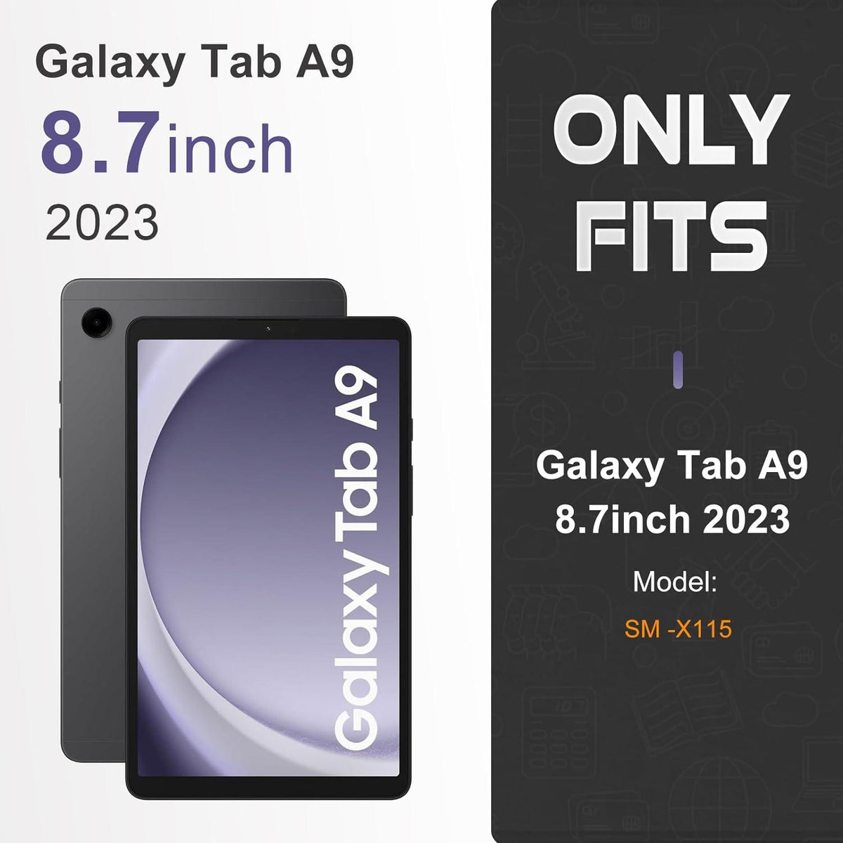 Hülle für Samsung Galaxy Tab A9 2023 8,7 Zoll PU Leder