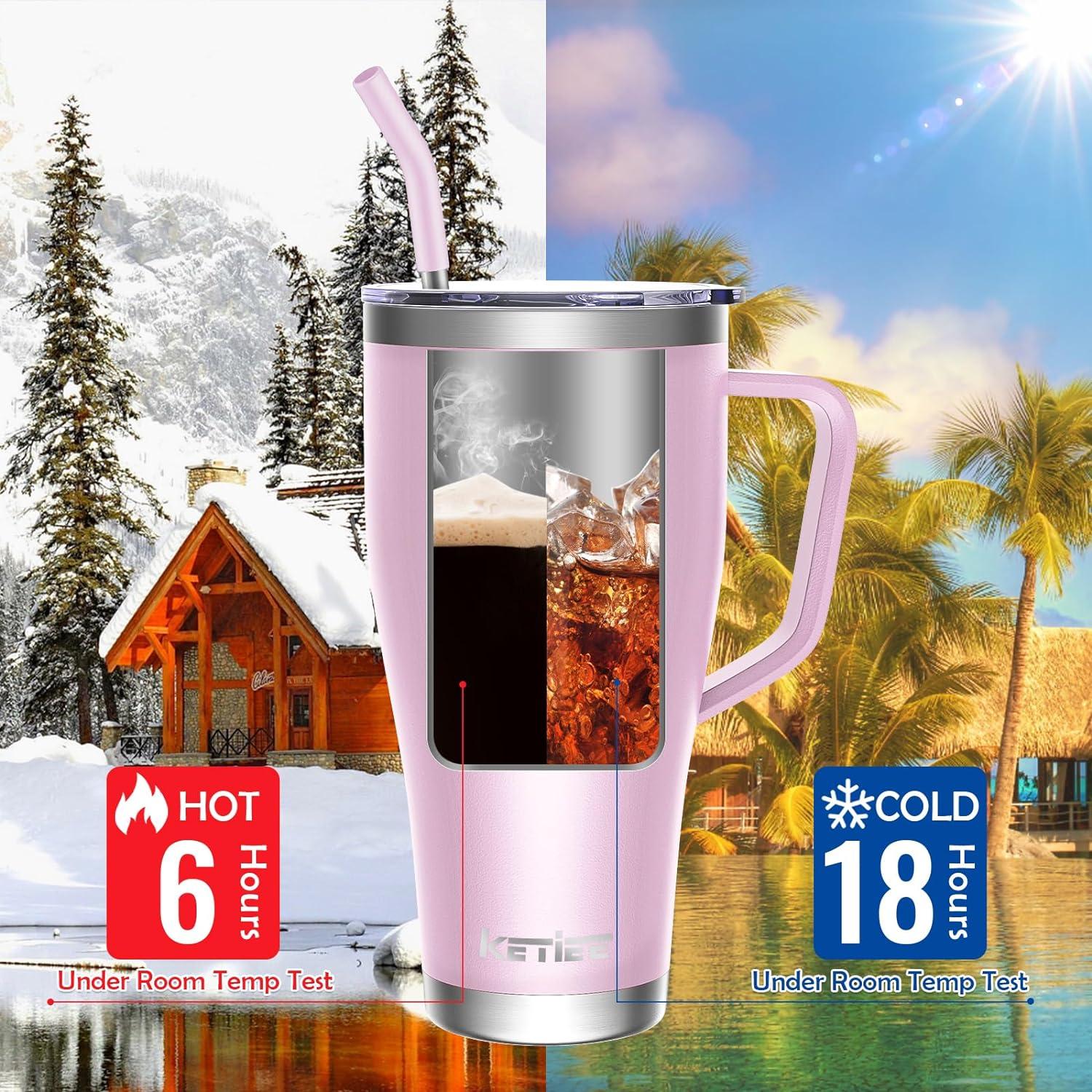 Thermobecher mit Strohhalm 850ml, Edelstahl