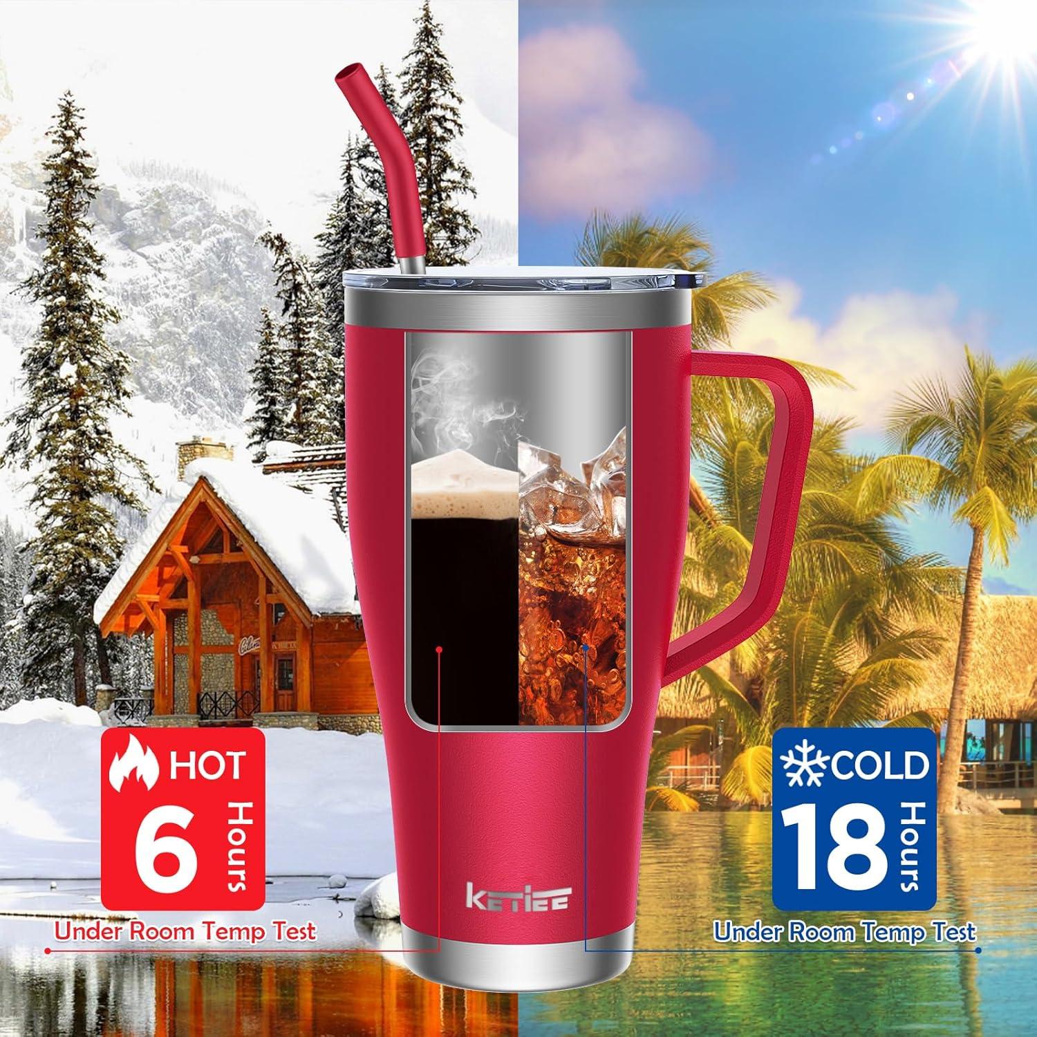 Thermobecher mit Strohhalm 850ml Edelstahl Isolierbecher