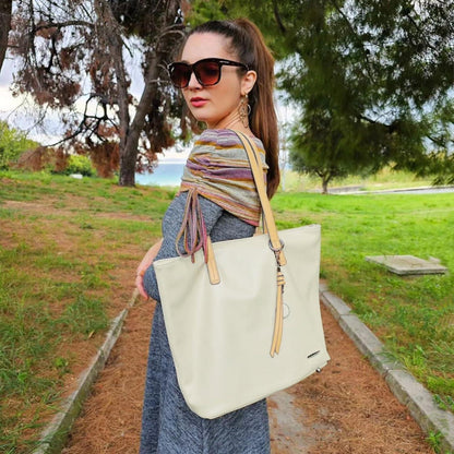 Pomelo Best Damen Handtasche PU Leder Groß mit Streifen