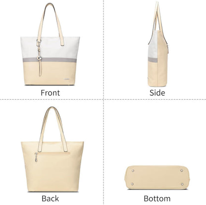 Pomelo Best Damen Handtasche Shopper Groß A4 Laptop Patchwork-Design Elegantes Kunstleder