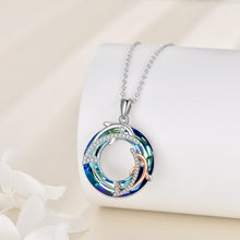 Delphin Halskette 925 Sterling Silber Kristall Anhänger