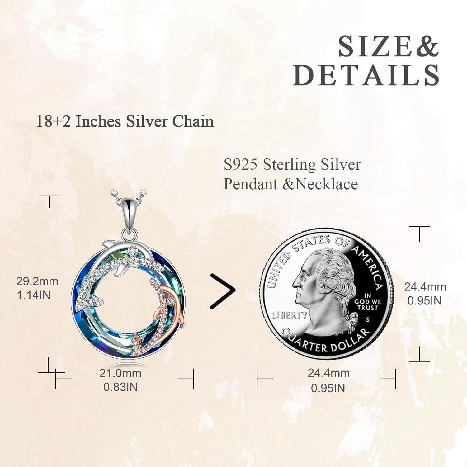 Delphin Halskette 925 Sterling Silber Kristall Anhänger weiß/roségold überzogen