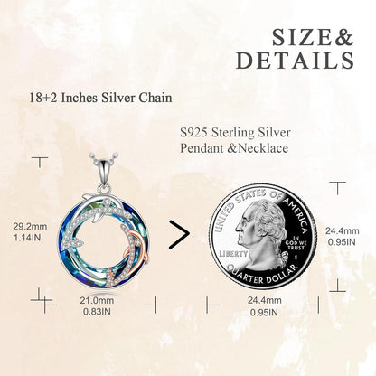 Delphin Halskette 925 Sterling Silber Kristall Anhänger weiß/roségold überzogen