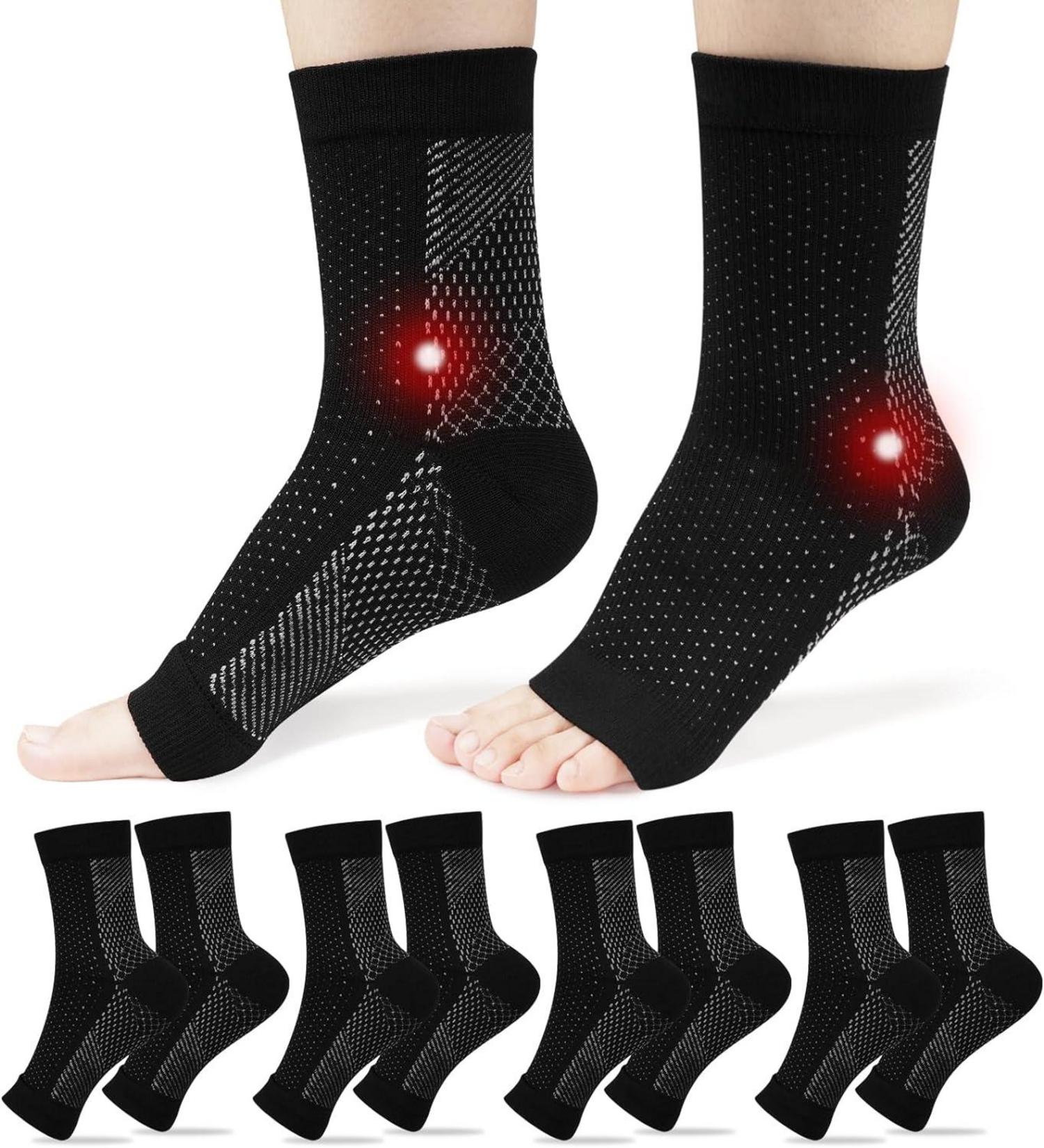 Kompressionssocken für Neuropathie und Plantarfasziitis, 4er Pack