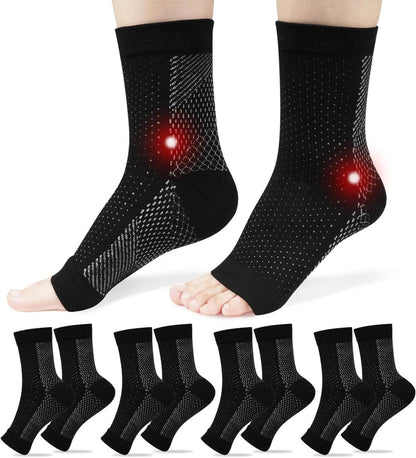 Kompressionssocken für Neuropathie und Plantarfasziitis, 4er Pack