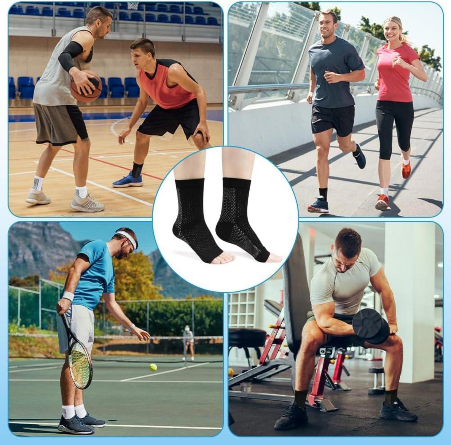 Neuropathie Kompressionssocken 4er Pack Schwarz L/XL Sport Arthritis