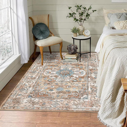 Großer Teppich Vintage Bohemian 120x180 cm Weich Cremefarben