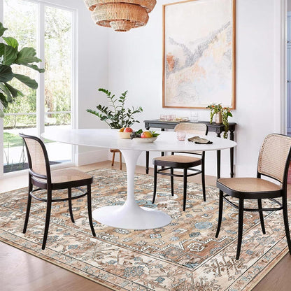 Enyhom Großer Teppich Superweich Vintage Bohemian 120 x 180 cm Cremefarben