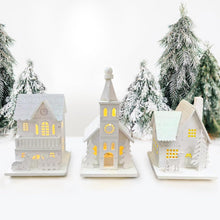 3-teiliges Weihnachtsdorf LED Beleuchtung Holz Weihnachtsdeko