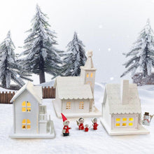 3er Set Weihnachtsdorf Holz LED Beleuchtung Mini