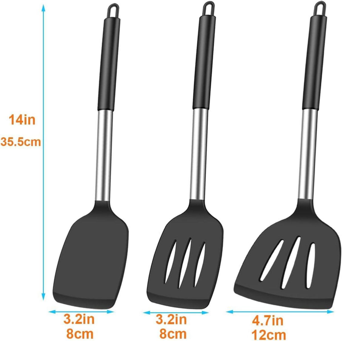 Silikon Spatel Set 3-teilig Hitzebeständig für Antihaft Küchenutensilien