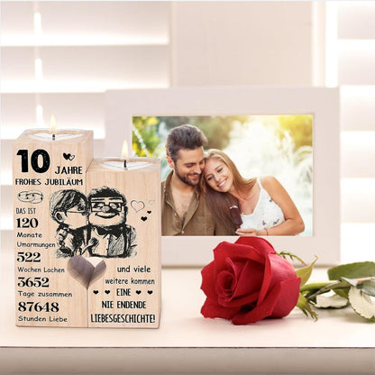 Rosenhochzeit Kerzenständer Holz 10. Jahrestag Geschenk