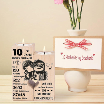 Rosenhochzeit Kerzenständer Holz 10. Jahrestag Geschenk