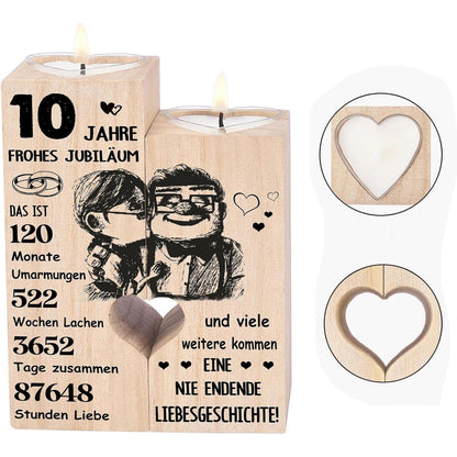 Rosenhochzeit Kerzenständer Holz 10. Jahrestag Geschenk