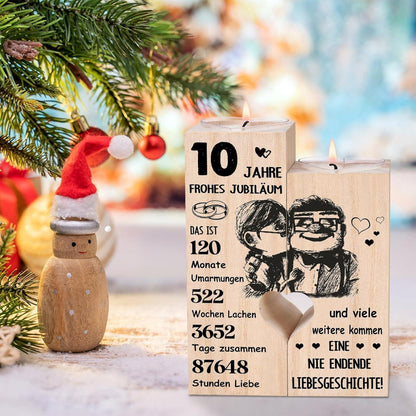 Rosenhochzeit Kerzenständer Holz 10. Jahrestag Geschenk