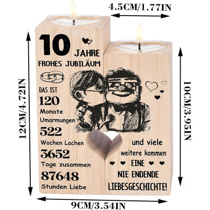 Rosenhochzeit Kerzenständer Holz 10. Jahrestag Geschenk