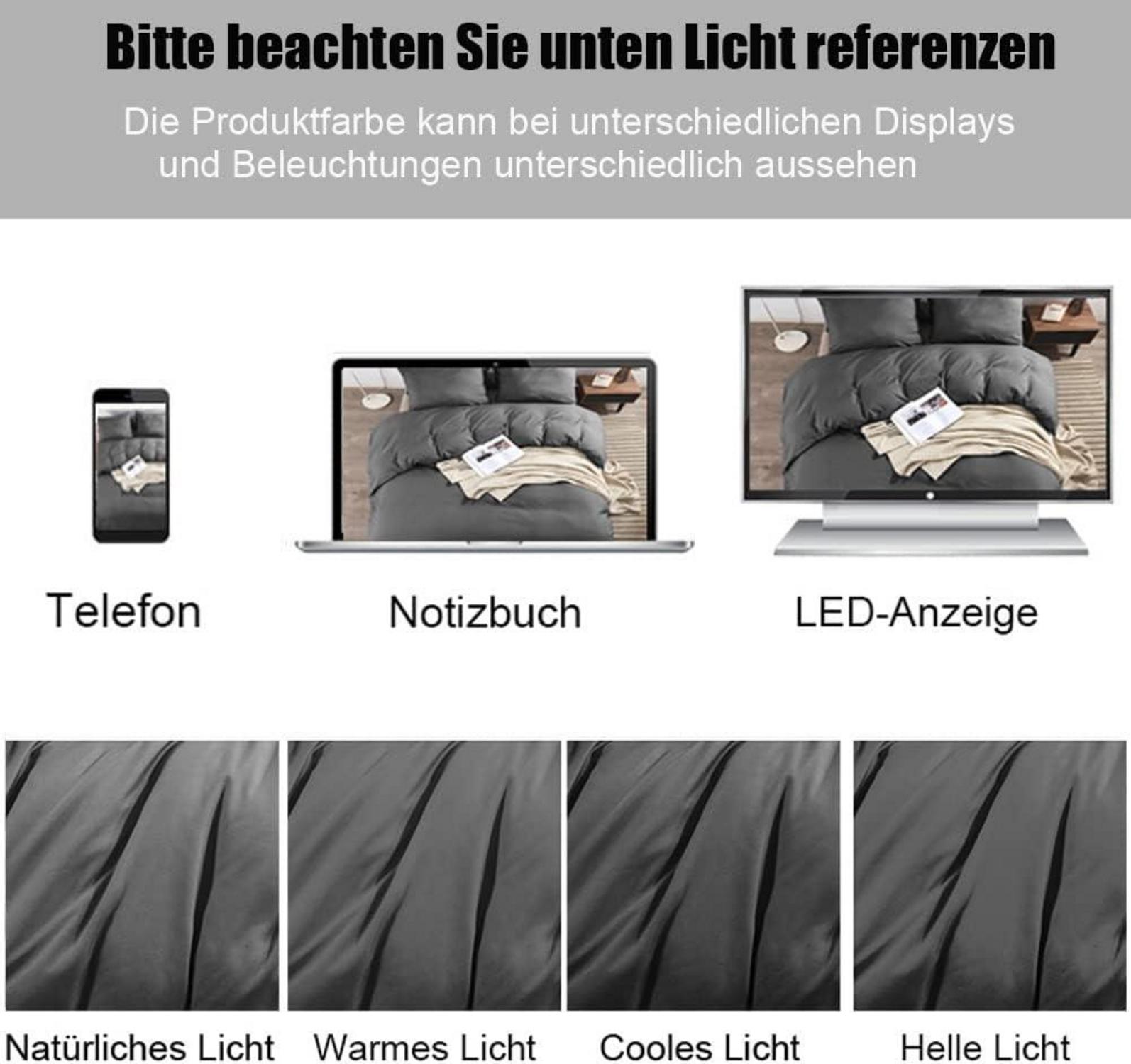 Soifox Anthrazit Bettwäsche-Set Mikrofaser 135x200 Reißverschluss ✓ 1 Bettbezug