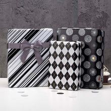Hochwertiges Geschenkpapier Set 3 Rollen Schwarz Weiß Muster 43cm x 3m