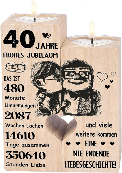 Rubinhochzeit Kerzenhalter Holz Teelichthalter Rubingeschenk
