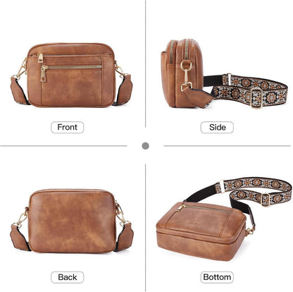 Damen Crossbody Bag PU Leder Umhängetasche verstellbarer Riemen