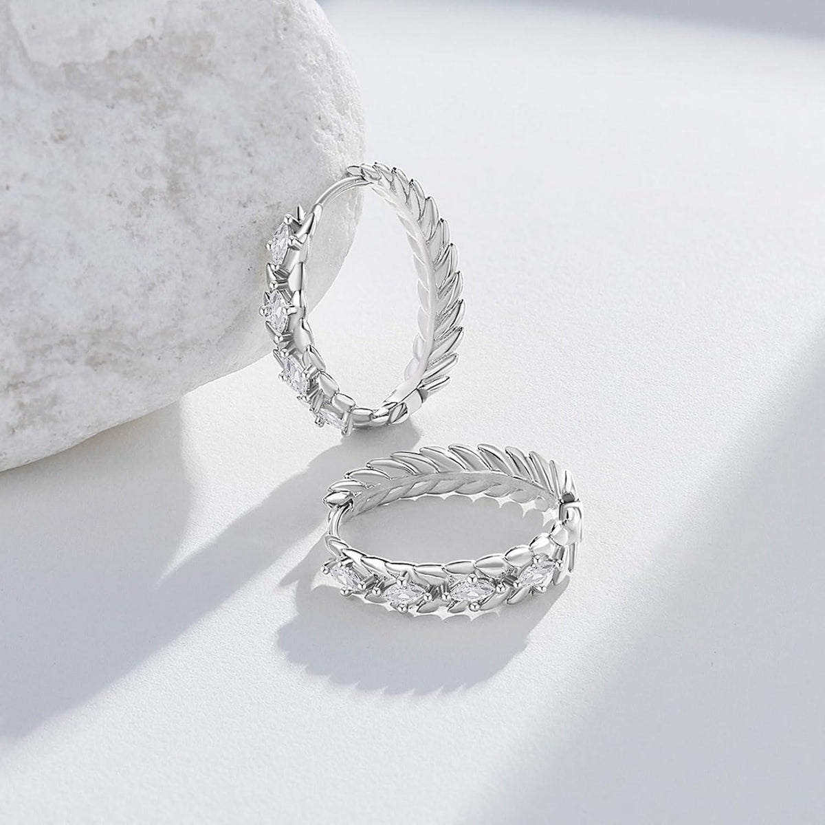 Silber Creolen Damen 925 mit Zirkonia – Geschenkbox