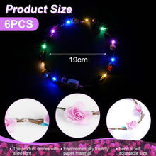 LED Blumenkranz Stirnband für Damen und Kinder - 6er Set