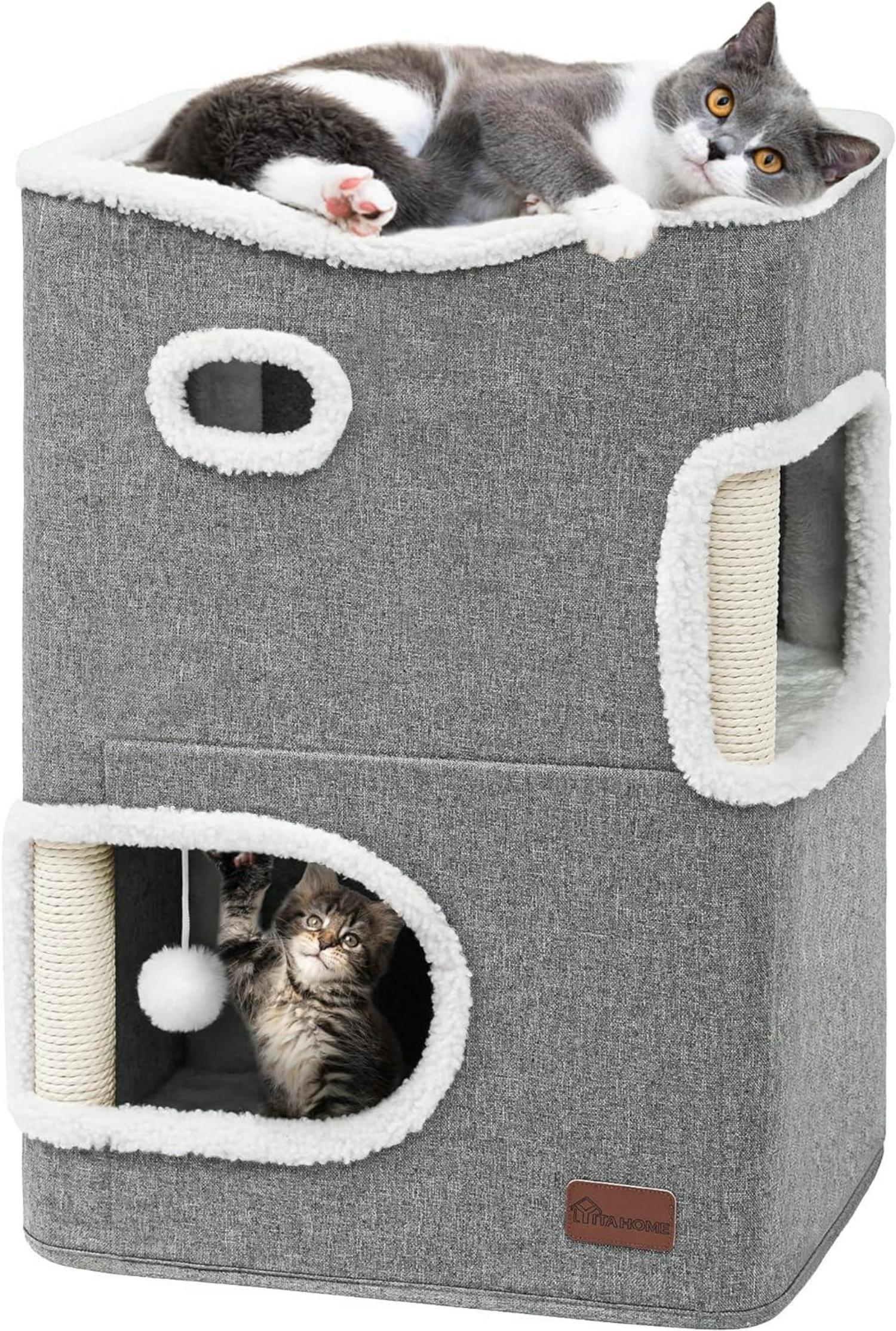 Moderne 3-stufige Katzenwohnung mit Kratzbaum und Hängematte